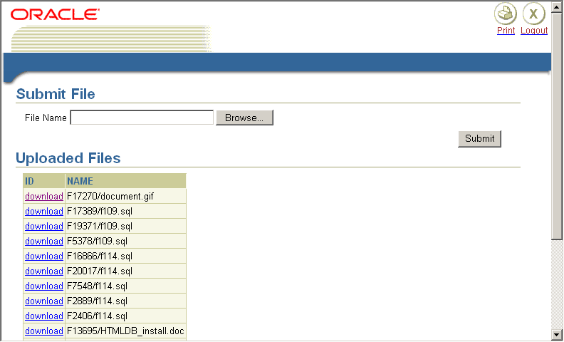 Report of Uploaded Files with Download Link